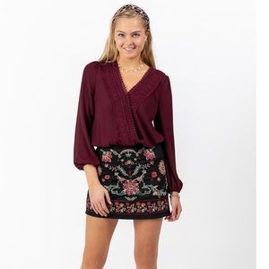 Lace trim blouse